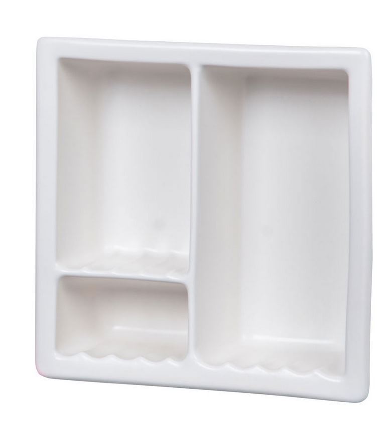 H12RC Three Compartment Large Recessed Ceramic Shower Niche by HCP Industries